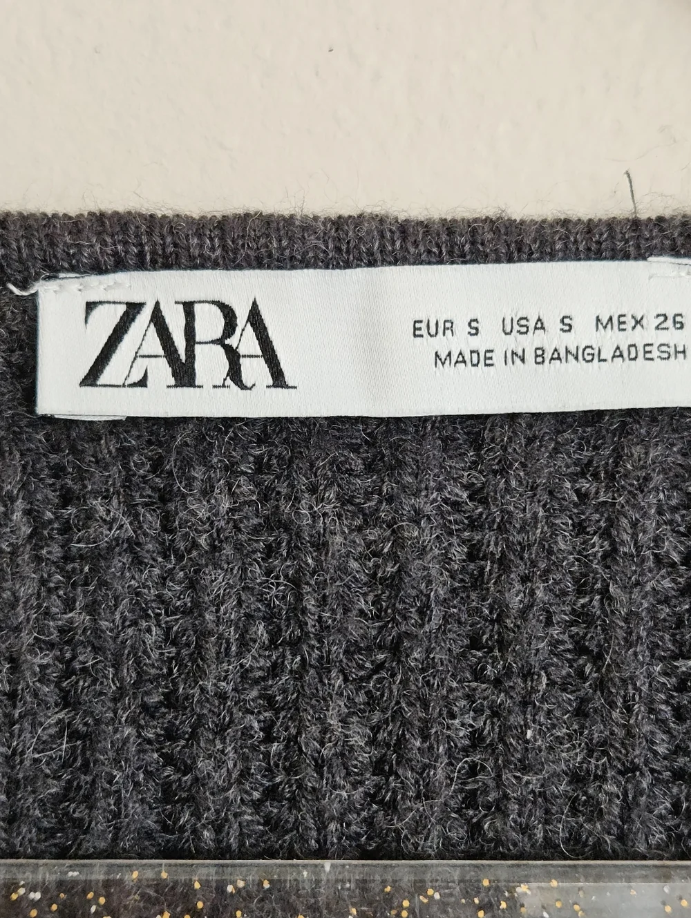 Zara Charcoal Gray Ribbed Cropped Sweater Size Small
